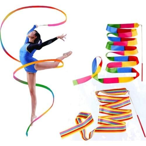 4M Dance Ribbons Streamers Rhythmic Gymnastic Ballet Ribbon Wands Rods for Gym Training Art Dances