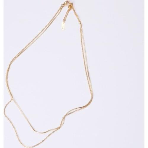 Fashion Jewelry Personalized Gold Plated Stainless Steel Double Layers Choker Necklace
