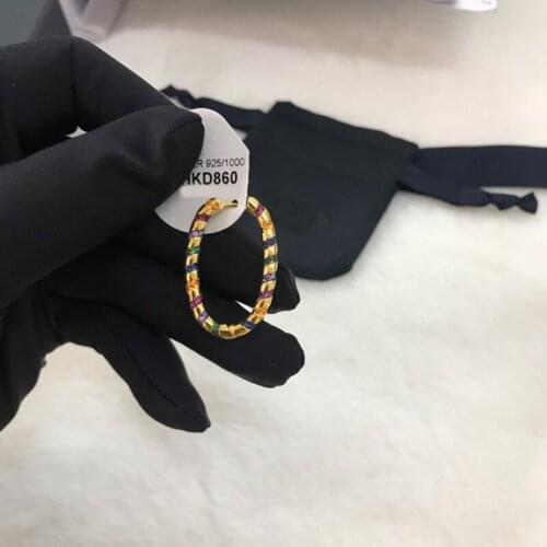Fashion Charm Copy 1:1 Copy, Yellow Multicolor Hoop Mono Earring With Stripes Women Luxury Jewelry Gift