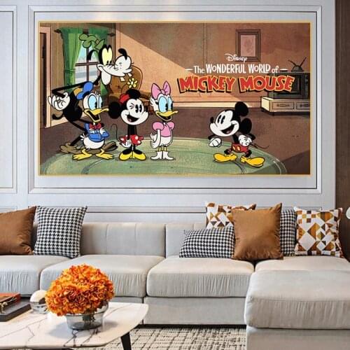 Cartoon Mickey Mouse Poster Disney Movie Donald Duck Minnie Canvas Painting Print Wall Art Picture for Kids Living Room Decor