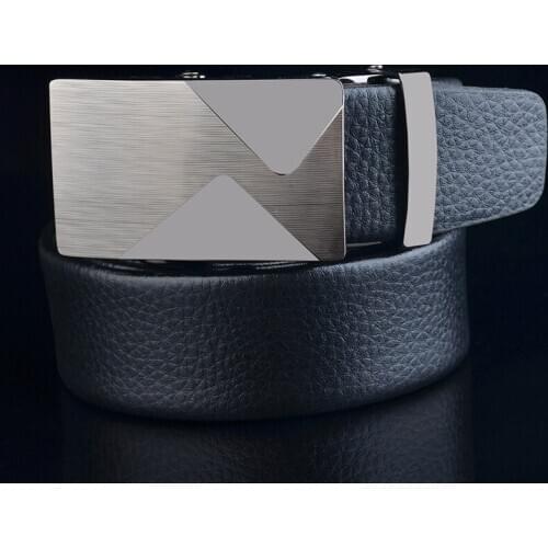 Mens Leather Ratchet Belt With Minimalism Automatic Buckle Genuine Leather Belts For Men