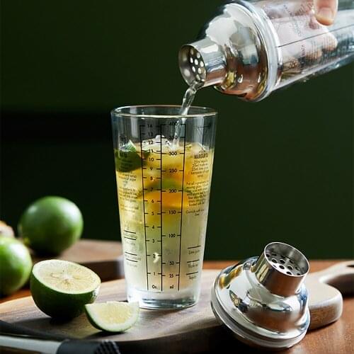 400ml Stainless Steel Bar Cocktail Shaker Set Barware Tools Shaker Sets With Wooden Rack