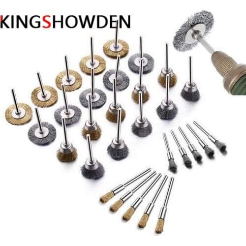 36 Pcs Steel Wire Wheel Brushes Polishing Drill Rotary Tools Grinder Welding Buffing Cups Drill Bit For Metal Rust Removal Brush