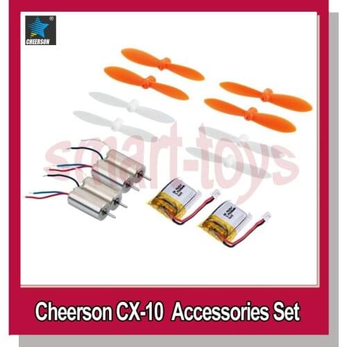 Cheerson CX-10 helicopter Battery 3.7V 100mAh Forward and Reverse motor blades Set for CX 10 CX-10A Mini Quadcopter Parts