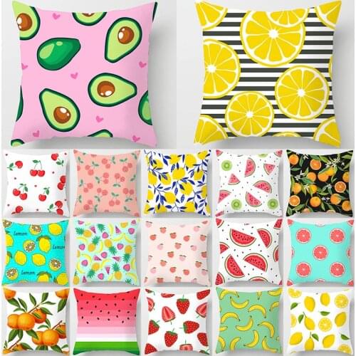 Summer Fresh Fruit Pillowcase Lemon Watermelon Avocado Cushion Cover 45x45cm Polyester Car Sofa Home Decoration Pillowcase