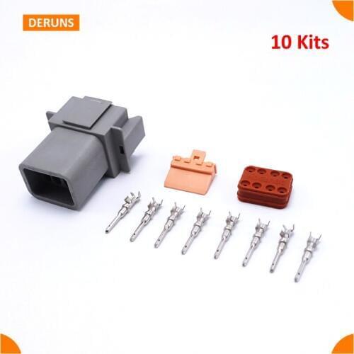 New Brand 10Kits Male 8 Pin/Way Deutsch Waterproof Sealed Automotive Connector Plug Sets DT04-8P