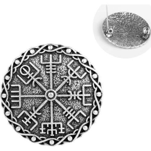 New Fashion Collar Pin Vegvisir Viking Compass Lapel Pins Vintage Butterfly Clasp Pin Silver Jewelry Gift for Women Men