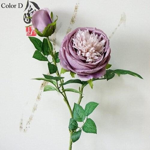 Highly recommend 2Heads Artificial rose branch Simulation peony flowers flores for autumn home hotel wedding decoration rose