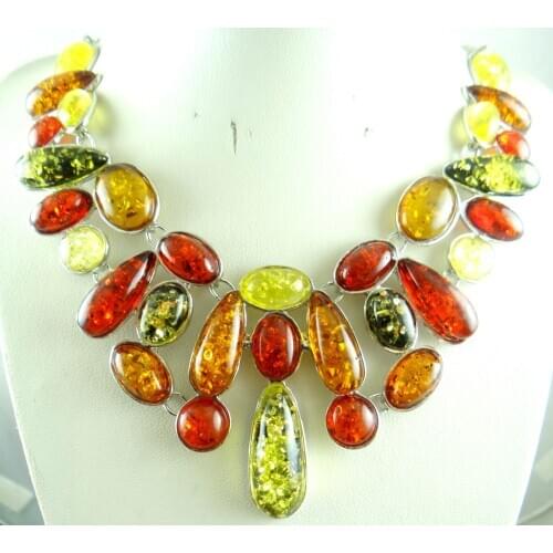 Wholesale fashion Natural Precious Modernist TEARDROP GOLDEN HONEY PRESSED AMBERS NECKLACE Jewelry making Water drop necklace p7