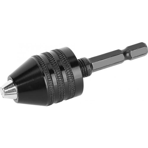 0.3-3.2mm Carbon Steel Keyless Drill Chuck 1/4in Hex Shank Impact Drill Chuck Adapter Quick Change Drive Converter Extension Rod