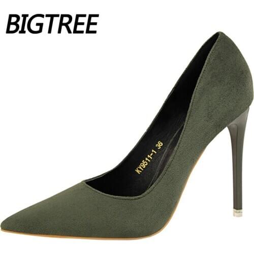 Plus Size 43 Woman Pumps Suede Classic Pumps 2021 New High Heels Stiletto Ladies Shoes Fashion Office Shoes Women Basic Pump