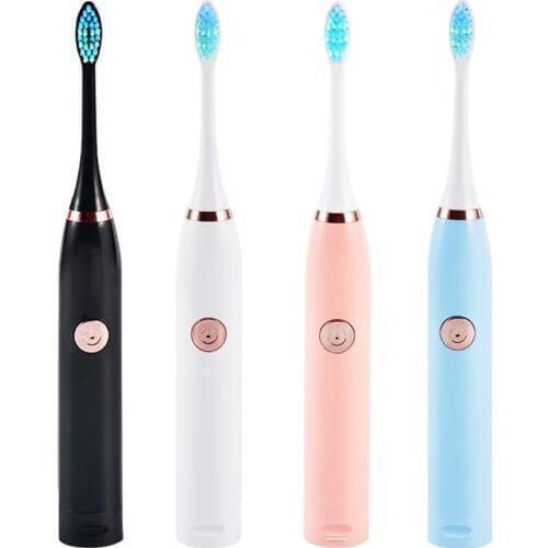 Sonic Toothbrush Electric Battery Power Charger With 2pcs Replace Adult Teeth Brush Head IPX7 Waterproof