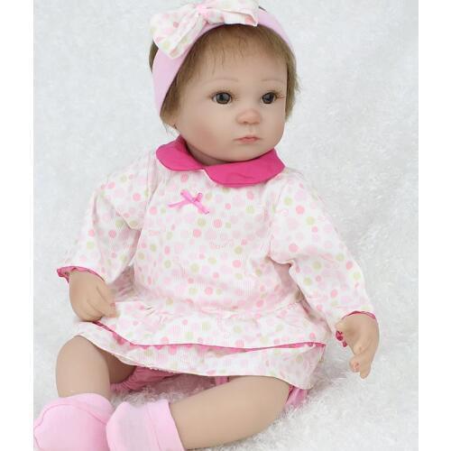 Silicone Reborn Baby Doll Realistic Babies Born Brinquedos Adora Matryoshka Babies Toy Headband Pink Dress Shoes Educational Toy