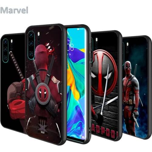 Silicone Cover Deadpool Marvel Art For Huawei P50 P40 P30 P20 Pro P10 P9 Lite E Plus 2016 5G Black TPU Phone Case