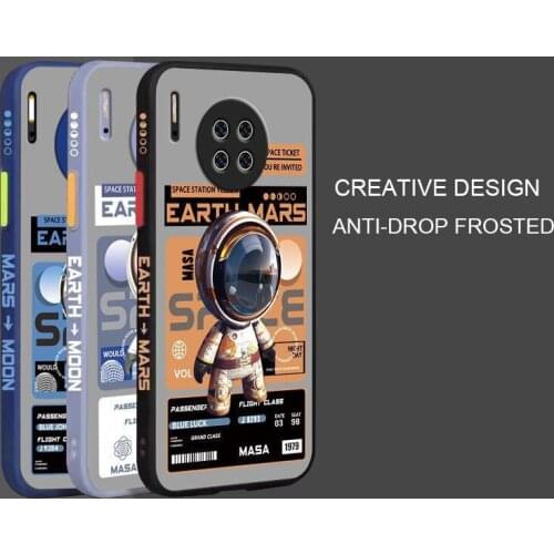 Cartoon Astronaut Pattern Phone Case For Huawei Mate 30 Liquid Side Printing Silicone Shockproof Cover For Huawei Mate 30 Pro