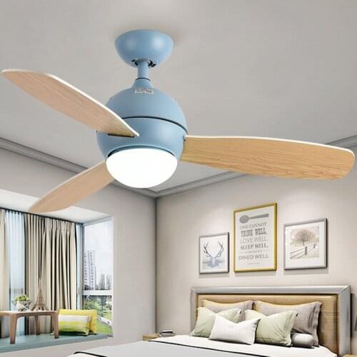 Nordic simple childrens fan lamp bedroom ceiling fan light restaurant ceiling fan makaron electric fan ceiling lamp wholesale