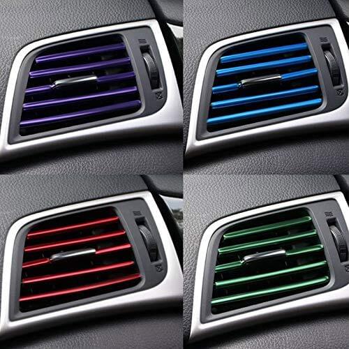 Car-styling plating Air outlet trim strip Interior Air Vent Grille Switch Rim Trim Outlet Decoration Strip DIY