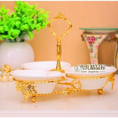 Wedding decoration European Fruit Disk Dessert Dessert Fashion Golden Ceramic Set Home Hotel KTV Articles Creative Tray