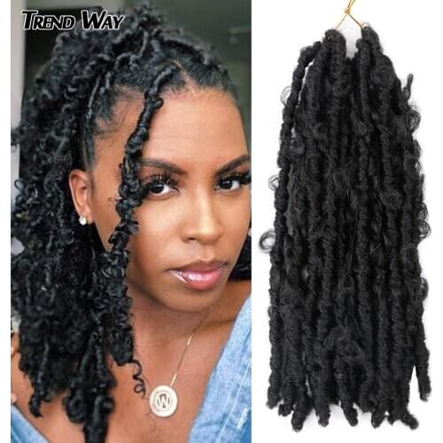 Trend Way Butterfly Locs Crochet Hair 14inch Synthetic Braiding Hair Pre Stretch Extensions For Women Soft Loks Crochet Braids