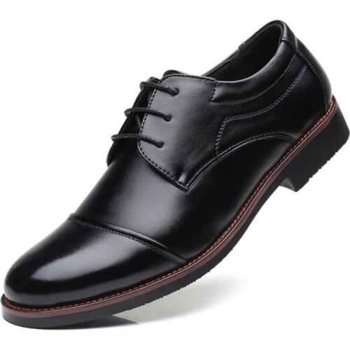 2019 New Mens Leather Shoes Mens Large Size 48 Business Fashion Casual Lace Single Shoes Dress Shoes Men Loafers Buty Meskie