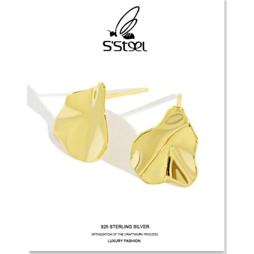 SSTEEL Irregular Stud Earrings For Women 925 Sterling Silver Minimalist Earring Regalos Para Mujer Brincos Para As Mulheres