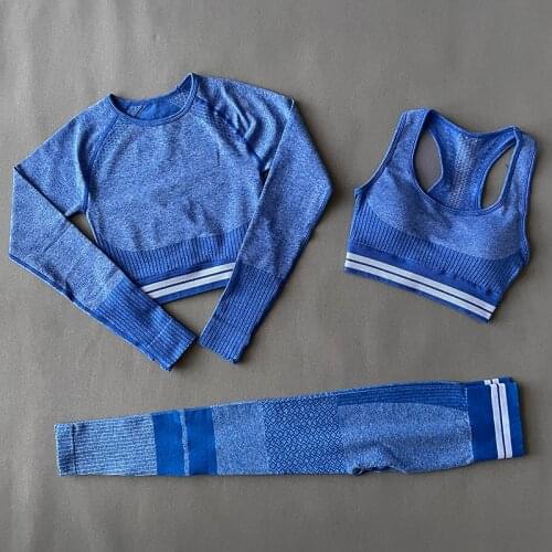 2/3PCS Women Yoga Set Seamless Sportswear Sport Bra Gym Clothing Long Sleeve Top Leggings For Fitness Workout Clothes For Women