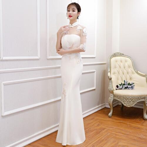 Mermaid dress Party Dress Women Bride Cheongsam Floor-Length Wedding Bridesmaid Qipao Elegant Long Dresses vestido oriental