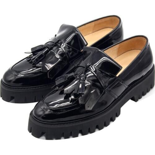 Winter Classics Tassel Oxford handmade Genuine leather High Quality Platform Shoes Fashion increase Wedding men shoes