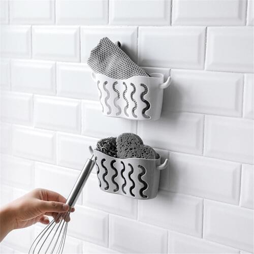 1pc Multifunction Suction Cup Kitchen Dish Cloth Rack Sponge Holder Bathroom Soap Storage Hanger Wall Mounted Organizer Strainer