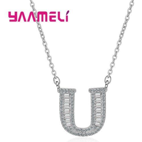 100% New Brand 26 Alphabet Letter Pendant Necklace DIY Initials Name Customized Gifts Necklace Adjustable for Women Girls