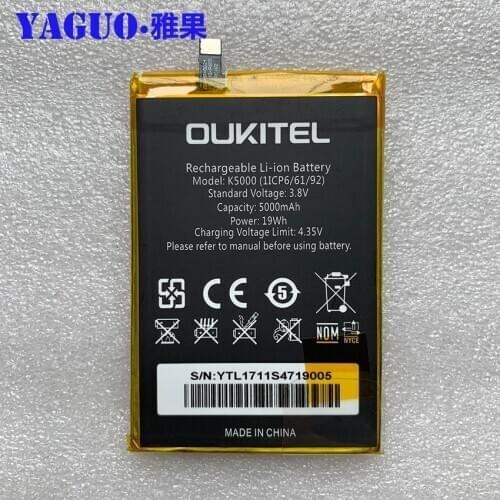 100% Original Full 5000mAh Battery Replacement High Quality Large Capacity Back Up Bateria For Oukitel K5000 Smart Phone