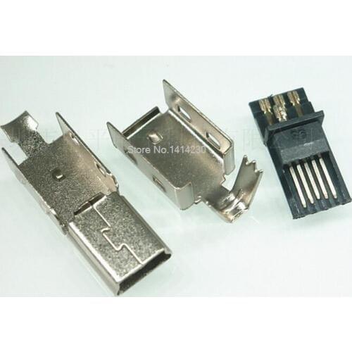 100Pcs Mini USB 5PIN Male Connector Welding line Charging USB Plug Male