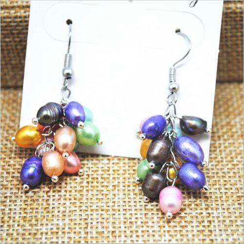 Womens jewelrys cultured freshwater pearl material rice shape mix with colors new designs for wedding or party wearing