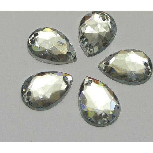 200 Clear Acrylic Teardrop Flatback Sewing Rhinestone Button 10X14mm Sew on beads