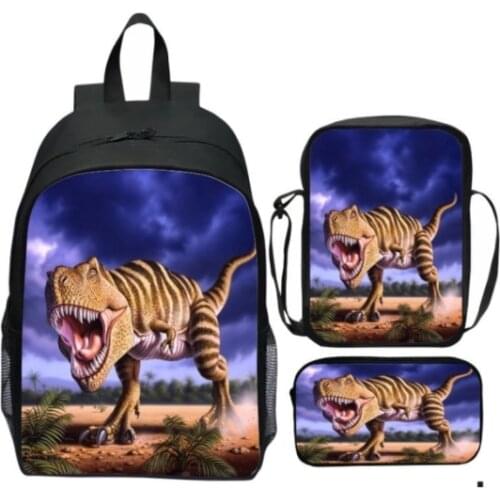 3 Pcs/Set Jurassic Park School Bag Sets Shoulder Bag Teenage Girls Boys Book Bag Children Backpack Mochilas