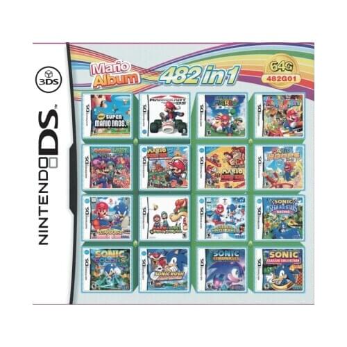 482 Games in 1 NDS Game Pack Card Mario Album Video Game Cartridge Console Card Compilation for DS 2DS 3DS New3DS XL