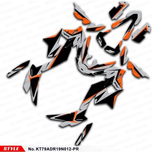 Aftermarket Custom Graphics Motorbike Vinyl Wraps for 790 Adventure 890 ADV R 2019 2020 2021, Style No.KT79ADR19N012-PR