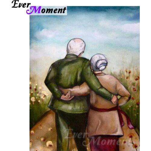 Ever Moment Diamond Painting Old Couple Cross Stitch 5D DIY Handmade Mosaic Diamond Embroidery Home Decorations Gift ASF1251