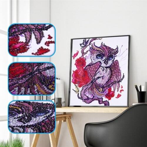 Special Shaped Diy Diamond Painting Cross Stitch Rose Owl Diamond Embroidery Rhinestone Handwork Diamond Home Decoration Gifts