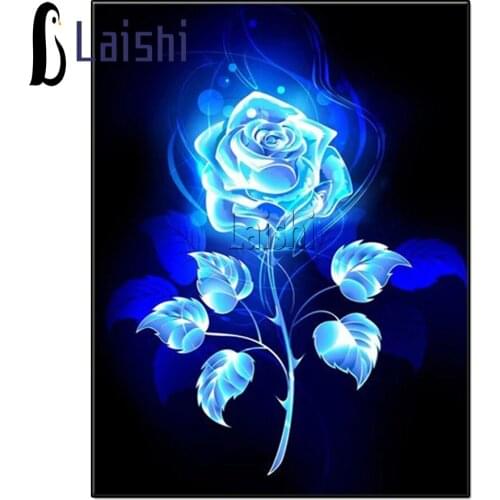 Diamond Painting Cross Stitch Pattern 5D Diamond Embroidery Rose Flower Blue Home Decor Diamond Art Couple gifts DIY Creative