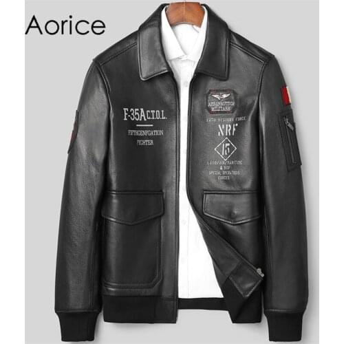 Aorice Men Genuine Sheep Skin Leather Jacket Coat Male Brand New Real Casual Leather & Suede Suit Jackets Coats MT164