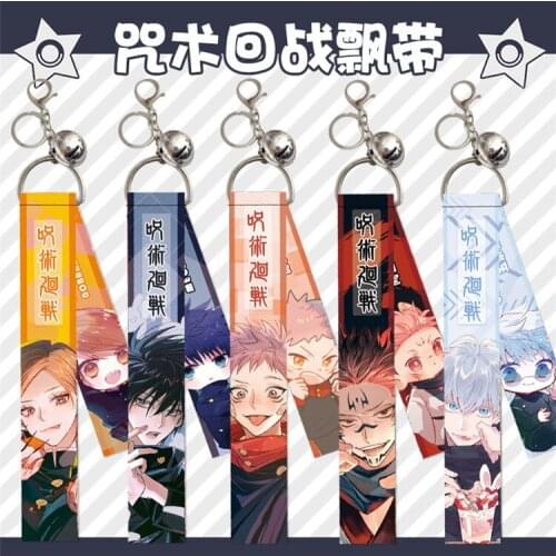 10 Pcs/lot Anime Jujutsu Kaisen Strap Pendant Toys Fushiguro Megumi Gojo Satoru Keyring Keychain Strap with Bell Pendant Gift