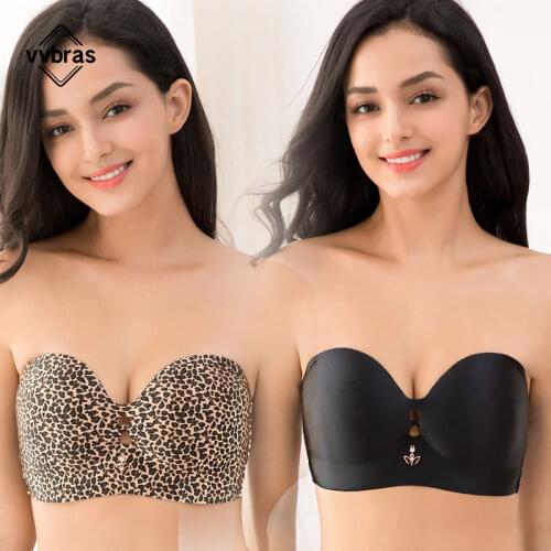 Vvbras Strapless Bra One-piece Large Size Push Up Big Chest Thin Bra Invisible Bra Patch Underwear Wireless Solid Underwear BH