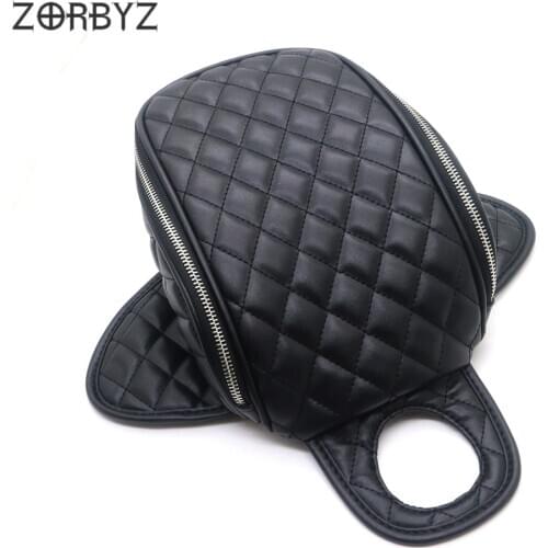 ZORBYZ Motorcycle Black Waterproof Magnetic Diamond PU Leather Oil Fuel Tank Travel Bag For Harley 883 1200
