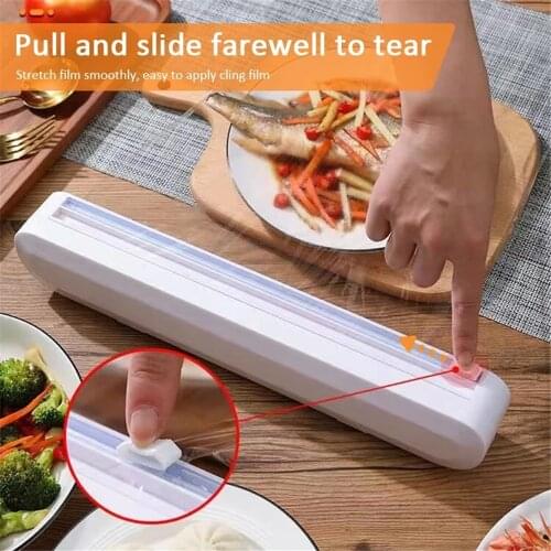 Plastic Food Wrap Dispenser Cling Film Storage Cutter Plastic and Aluminum Foil Dispenser for Kitchen Storage Paper Cutter