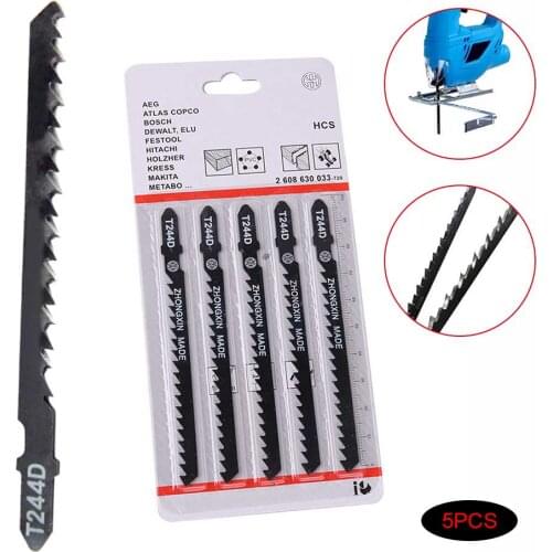 5Pcs/Set T244D HCS T-Shank Curved Jigsaw Blades for Wood Fast Cutting Tools NW