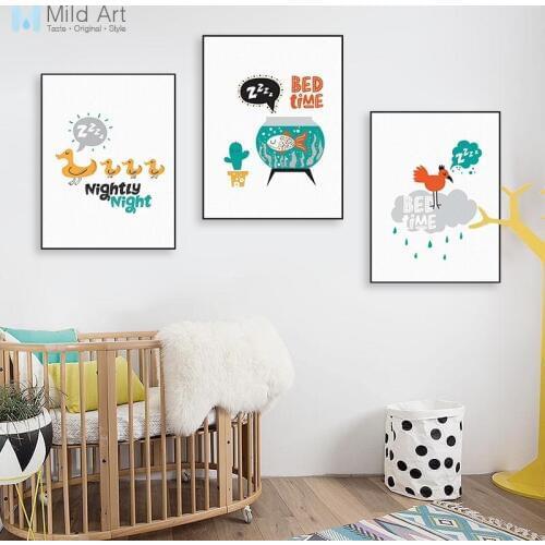 Kawaii Sleeping Animals Crocodile Whale Poster Prints Nordic Style Kids Baby Bed Room Wall Art Picture Home Deco Canvas Painting