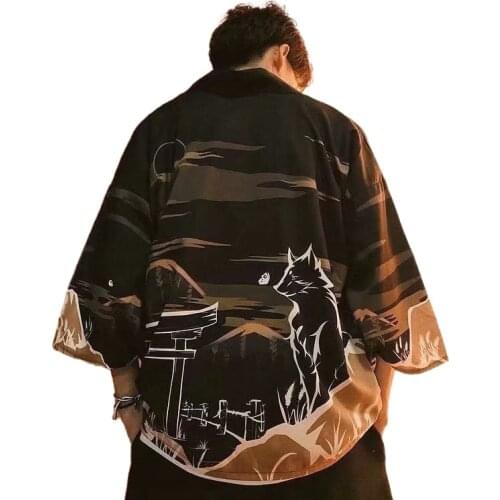 Yukata Haori Men Japanese Kimono Cardigan Men Samurai Costume Clothing Kimono Jacket Mens Kimono Shirt Harajuku Streetwear V1913