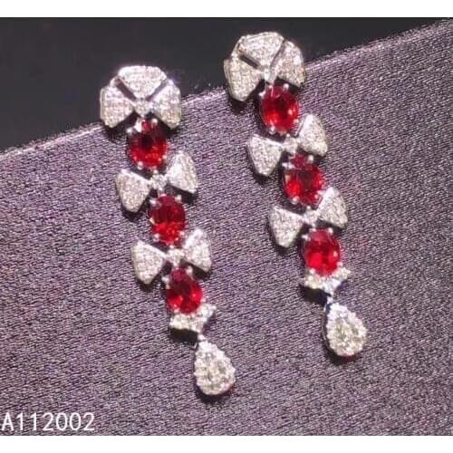 KJJEAXCMY fine jewelry natural ruby 925 sterling silver women gemstone earrings new Ear Studs support test fashion hot selling