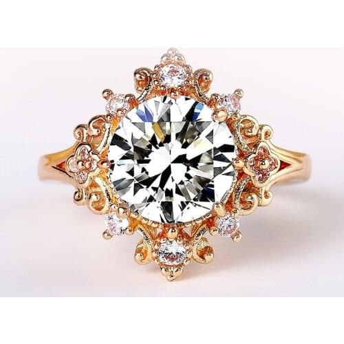 Huitan Womens Vintage Wedding Rings Aesthetic Design Shiny Cubic Zirconia Anniversary Party Ring Beauty Gift Trend Jewelry Hot